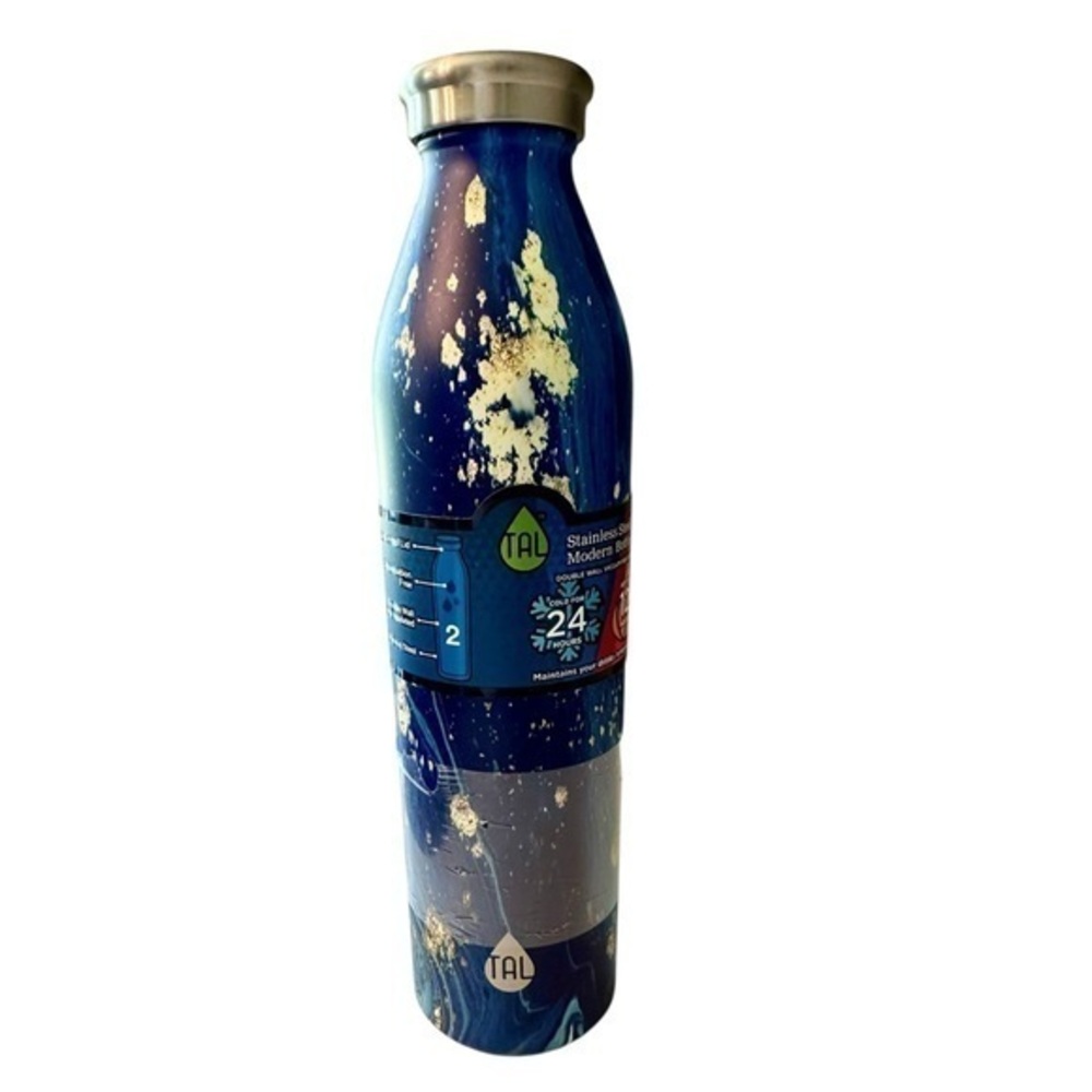 TAL Stainless Steel Double Wall Water Bottle - 20 oz. Blue Swirl - NWT